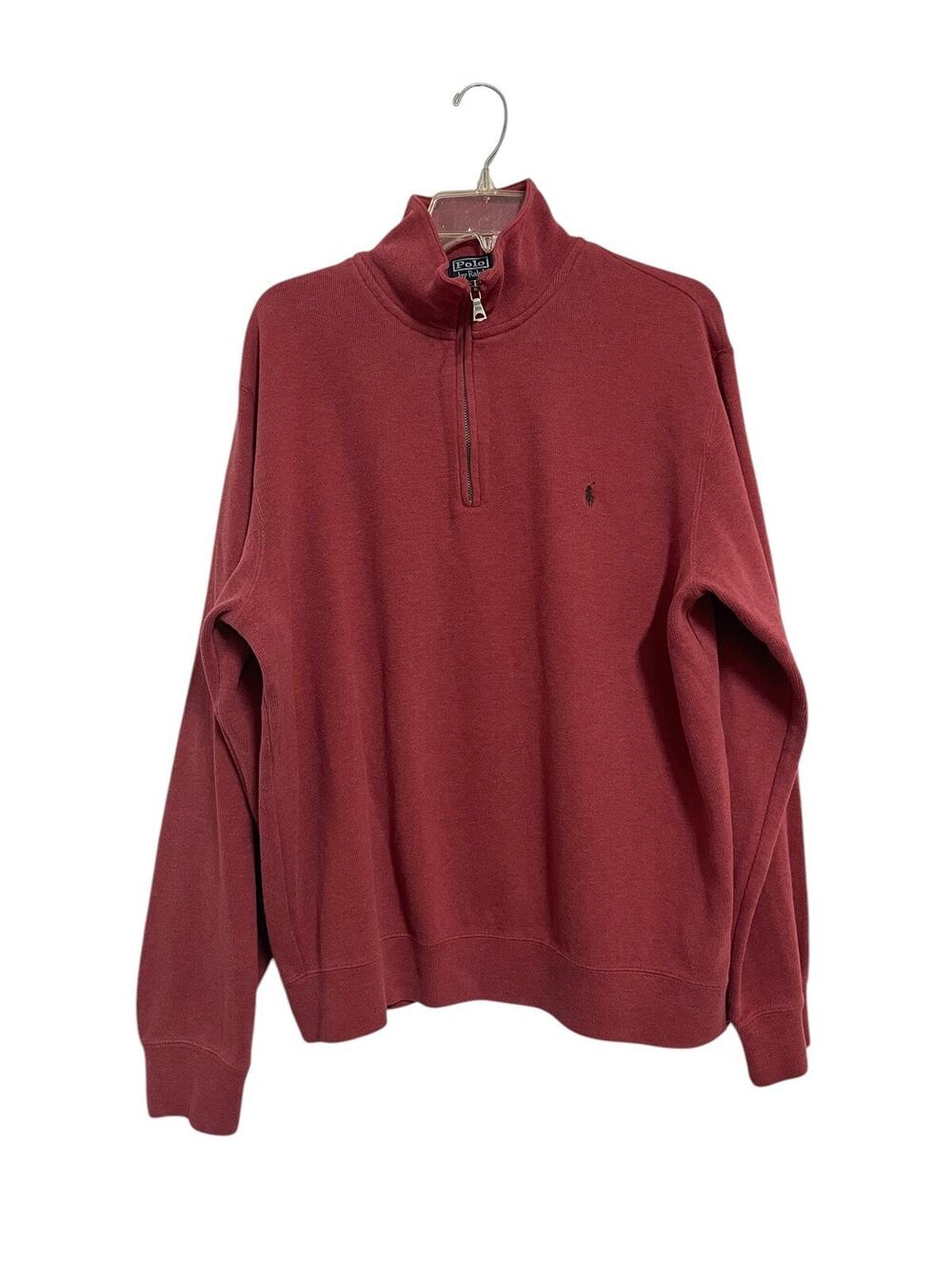 VTG 90’s Polo Ralph Lauren 1/4 Zip Pullover Red Sweater Mens Size Large